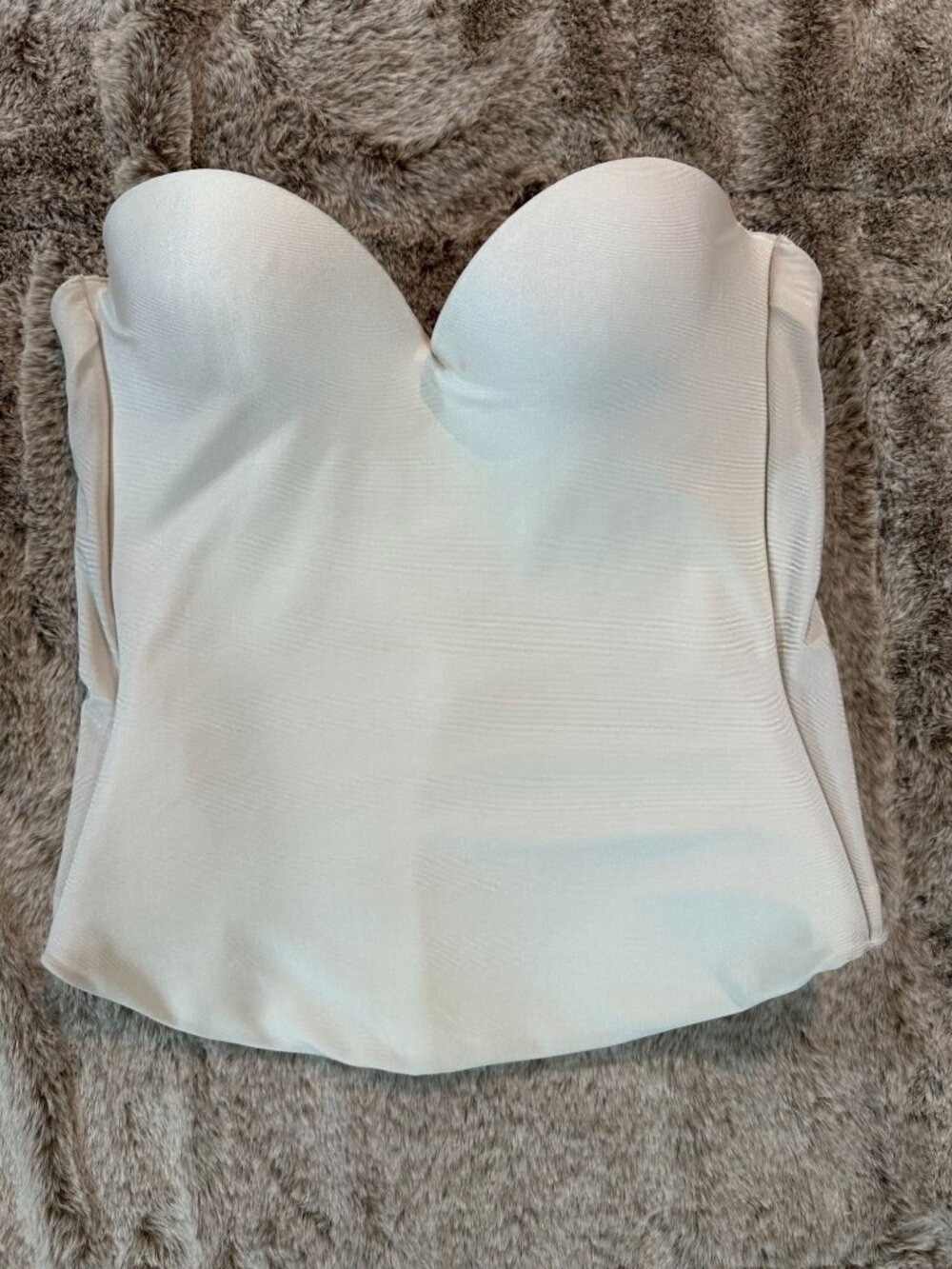 Strapless Satin Bustier Corset Top By Davids Bridal Cream Bridal Size 0 RN 84270